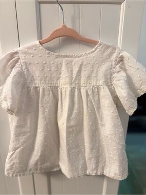 Oliver & Rain White Girls' Textured Dot Blouse